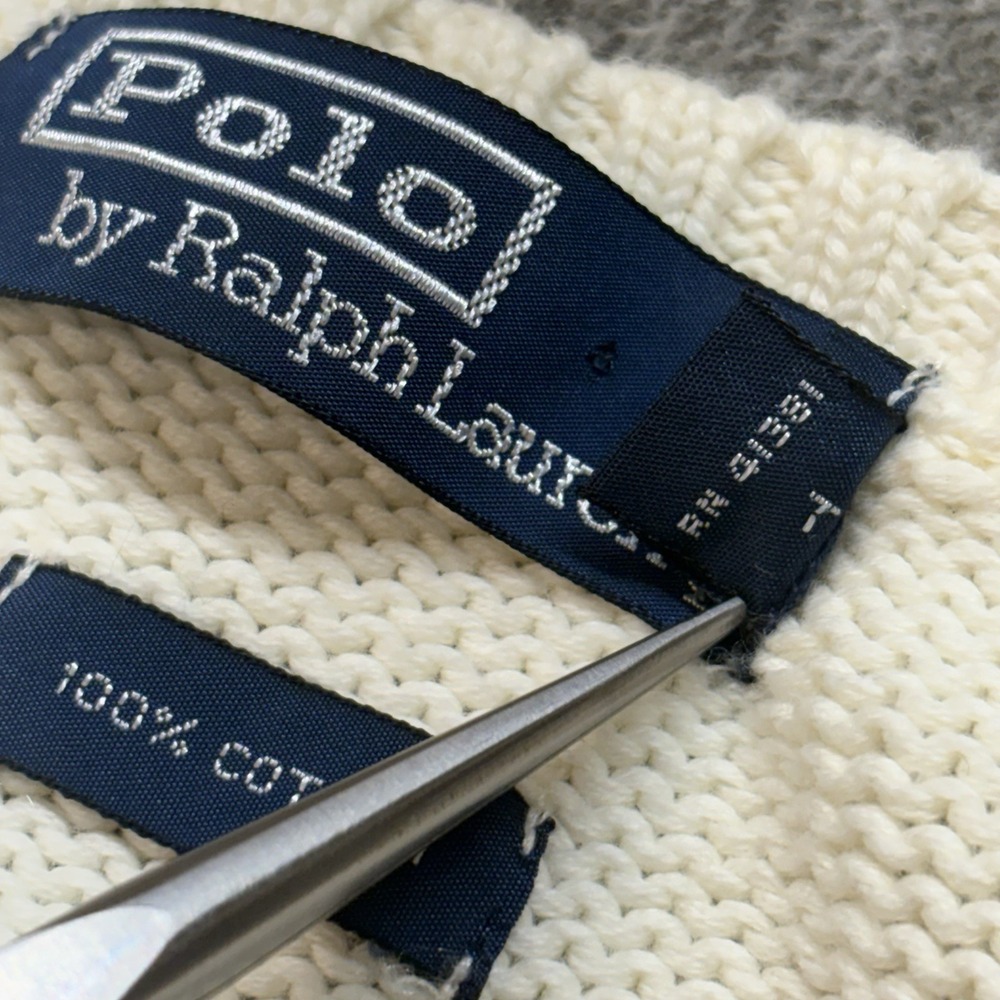Vintage '80s Polo Ralph Lauren Beige Ivory 100% Cotton Sweater Vest XXL - Picture 9 of 11